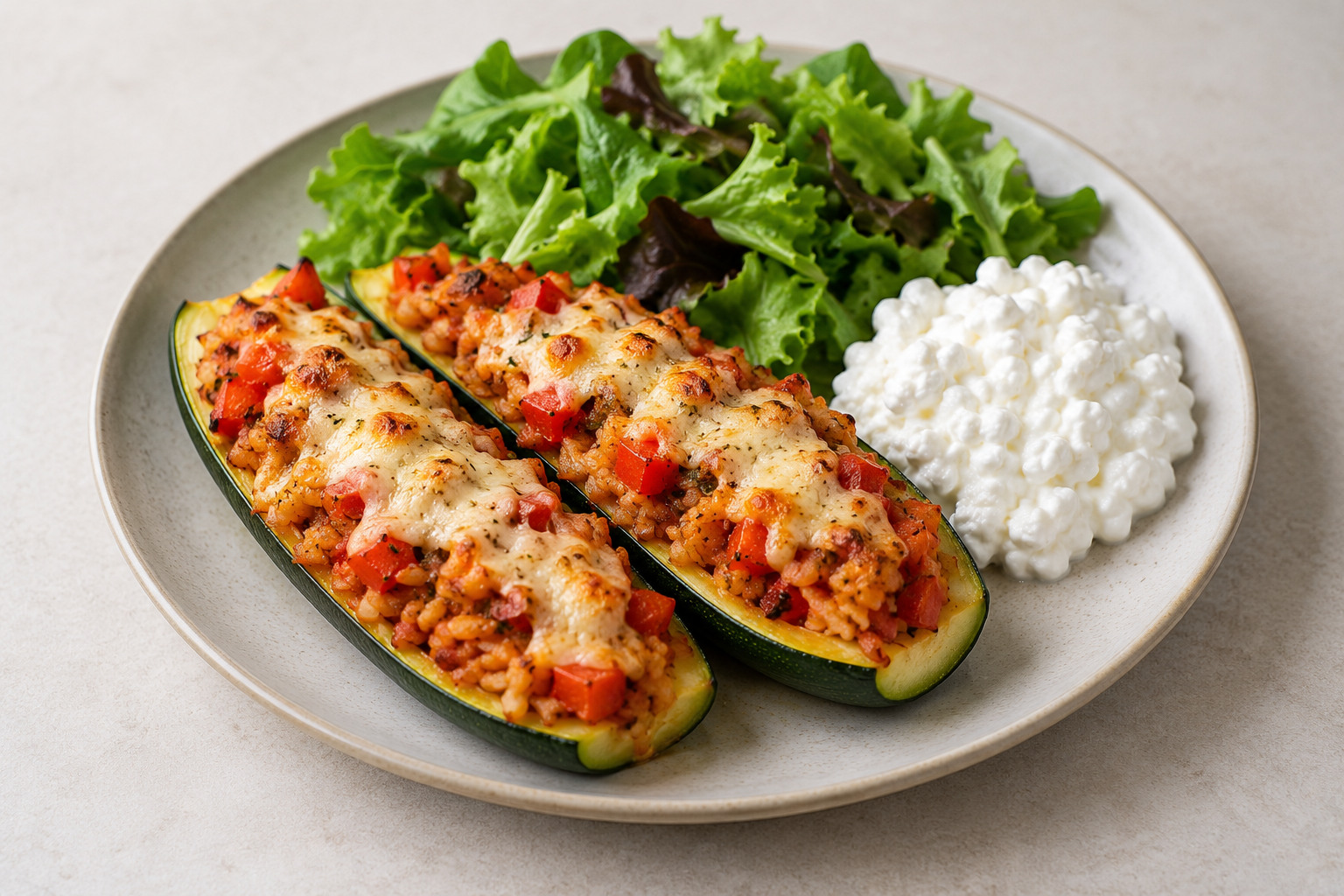 Fyldte squash med ris, tomat og mozzarella