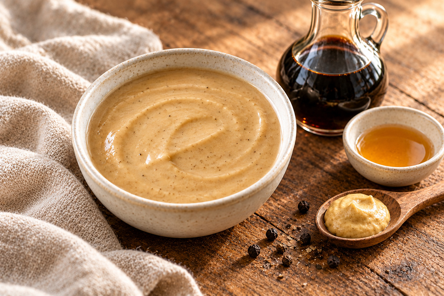 Rubinmørk dressing med balsamico og sennep